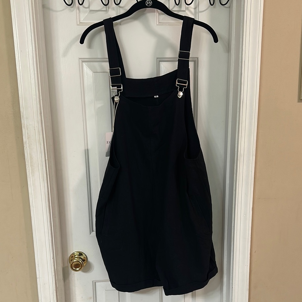 Black Linen Overalls